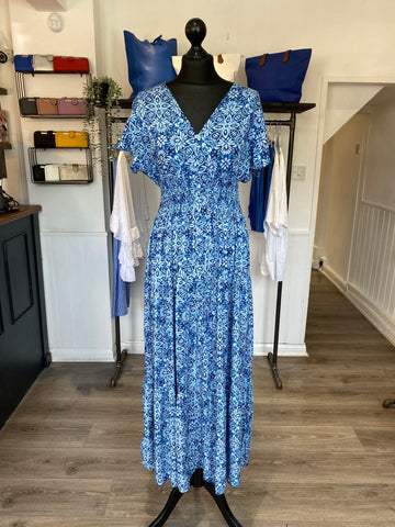 V Neck Maxi Dress - Royal Blue