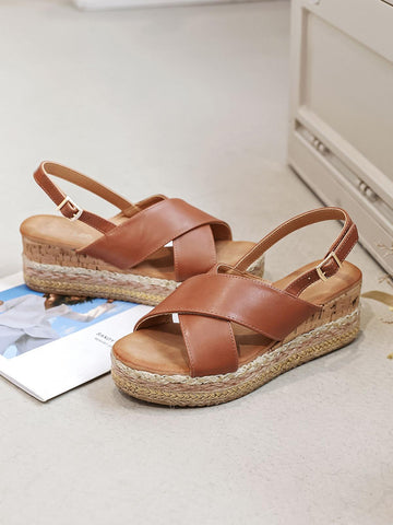 Crossover Wedges - Tan