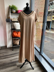 V Neck Maxi Dress -Taupe