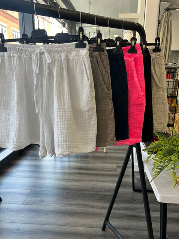 Textured Cheesecloth Shorts