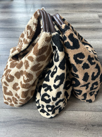 Animal Print Sherpa Shoulder Bags