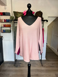 Two Tone V Neck Thin Knit Jumper