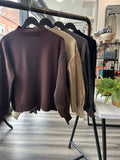 Pleat Sleeve High Neck Jumper