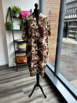 V Neck Floral Dress - Chocolate