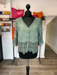 Short Embroidered Button Down Top