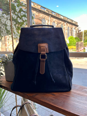 Faux Suede Backpack - Navy