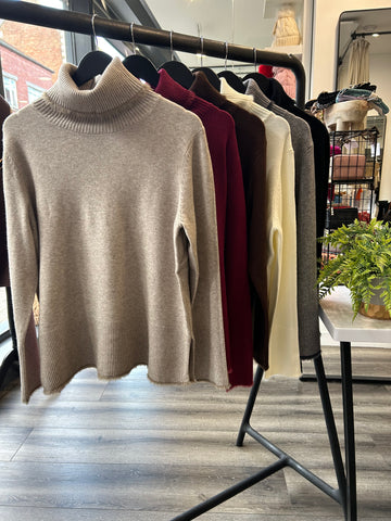 Fluffy Trim Roll Neck Jumper