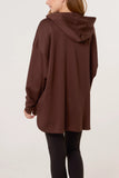 Longline Zipped Hooded Jacket - Chocolate