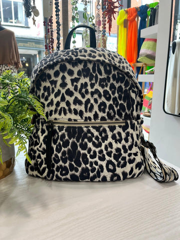 Animal Print Backpack - White/Black
