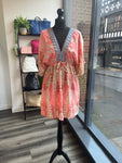 Short Silk Kimono Dress - Peach