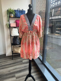 Short Silk Kimono Dress - Peach