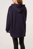Longline Zipped Hooded Jacket - Navy