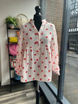 Textured Cheesecloth Smock Top - Pink/Red