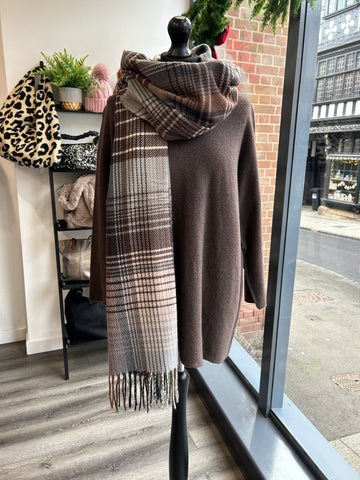 Checked Scarf - Chocolate