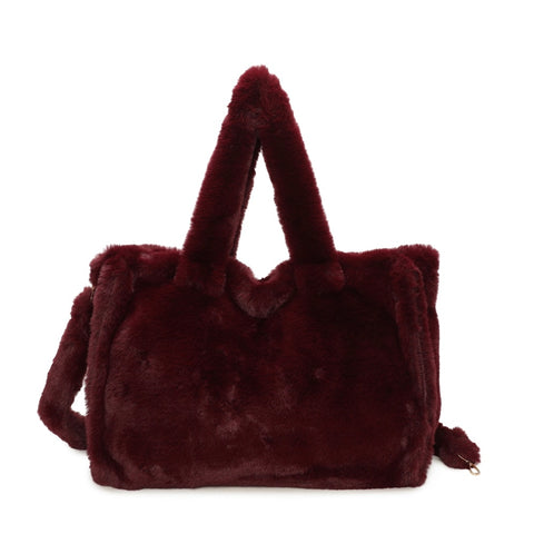 Extra Large Faux Fur Bag - Wine