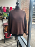 Pleat Sleeve High Neck Jumper