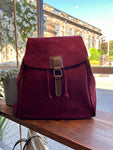 Faux Suede Backpack - Wine