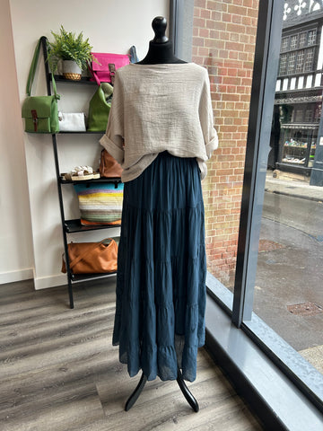Cotton Maxi Skirt - Navy
