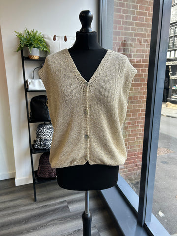 Gold Metallic Waistcoat Knit