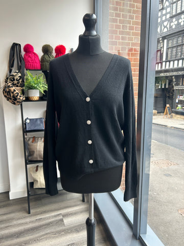 Thin Knit Cardigan - Black