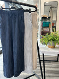 Straight Leg Textured Cheesecloth Trousers