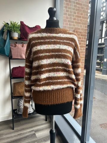 Speckled Fluffy Knit Jumper - Tan