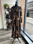 V Neck Shirred Bust Dress - Black