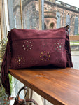 Crossbody Faux Suede Bag - Burgundy