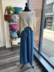 Chambray Denim Wide Leg Trousers
