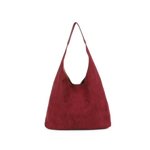 2in1 Faux Suede Shoulder Bag - Wine