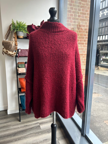 Oversize Slouchy Jumper - Wine