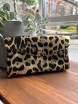 Leather Metallic Animal Print Purse