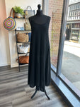 Bias Cut Crinkle Cheesecloth Dress - Black