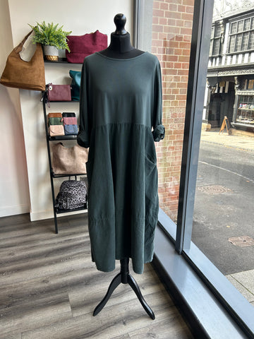 Needlecord Cocoon Dress - Charcoal