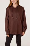 Longline Zipped Hooded Jacket - Chocolate