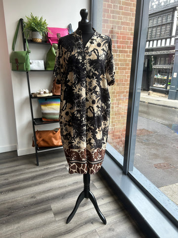 V Neck Floral Dress - Black