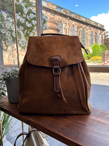 Faux Suede Backpack - Tan