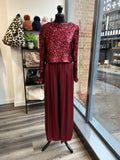 Cropped Sequin Box Jacket/Top - Wine