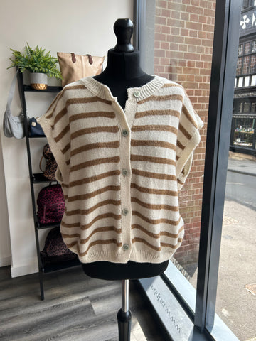 Knit Button Down Top - Camel