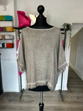 Linen Blend Frayed Edge Top