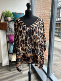 V Neck Animal Print Satin Top
