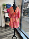 Short Silk Kimono Dress - Hot Pink
