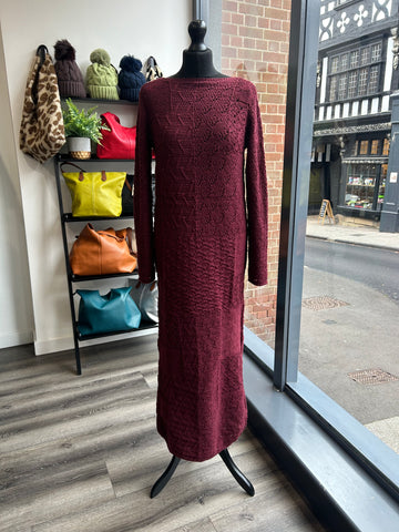 Heavy Knit Dress - Wine