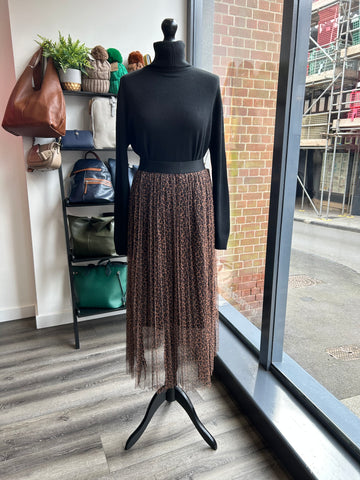 Animal Print Tulle Skirt - Chocolate