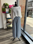 Linen Striped Wide Leg Trousers