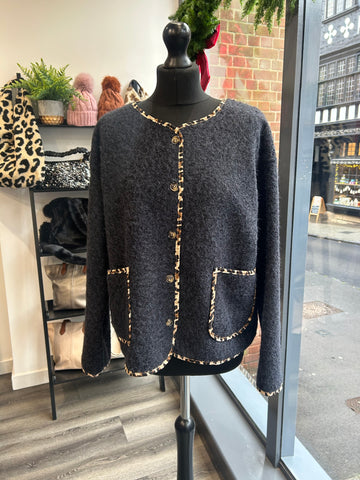 Animal Print 2 Pocket Jacket - Ink