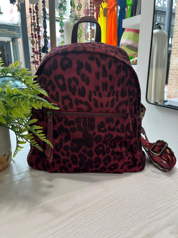 Animal Print Backpack - Wine