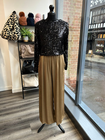 Satin Trousers - Gold