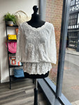 Embroidered Batwing Blouse - White