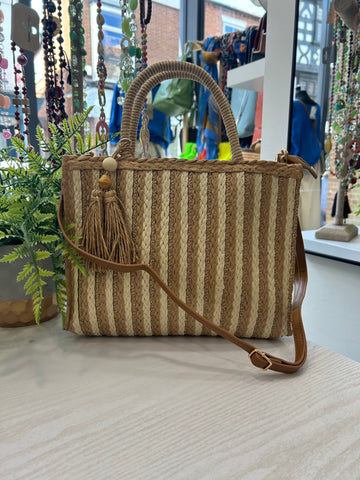Striped Straw Bag - Neutral